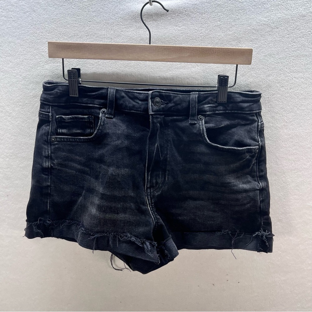 American Eagle Mom Short Shorts Womens 8 Black Denim‎ Stretch Cute Summer 2820